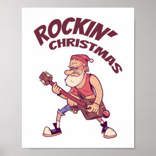 Póster Navidades Rockin, Santa meciendo con Invita de gui