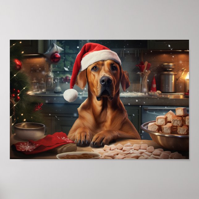 Póster Navidades Rodesianos de Ridgeback en vacaciones (Frente)