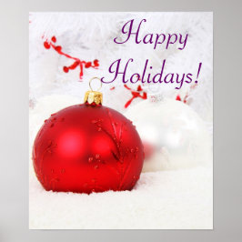 Póster Navidades Rojo Y Blanco Felices Fiestas VII Poster