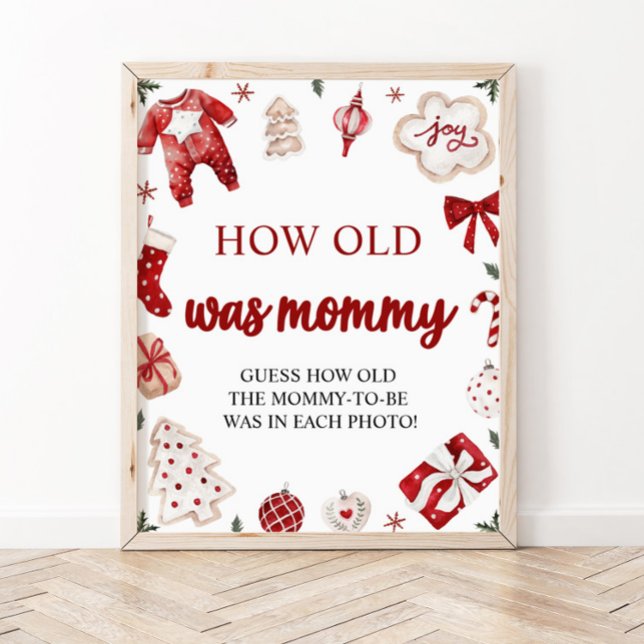 Póster Navidades rojos Baby Shower Qué Viejo Era Mi Juego (Subido por el creador)