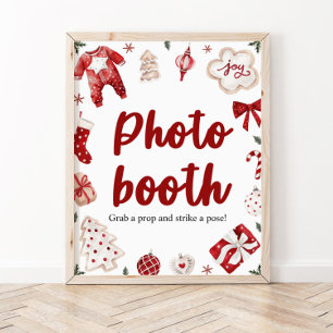 Póster Navidades rojos de invierno foto Rótulo Baby Showe