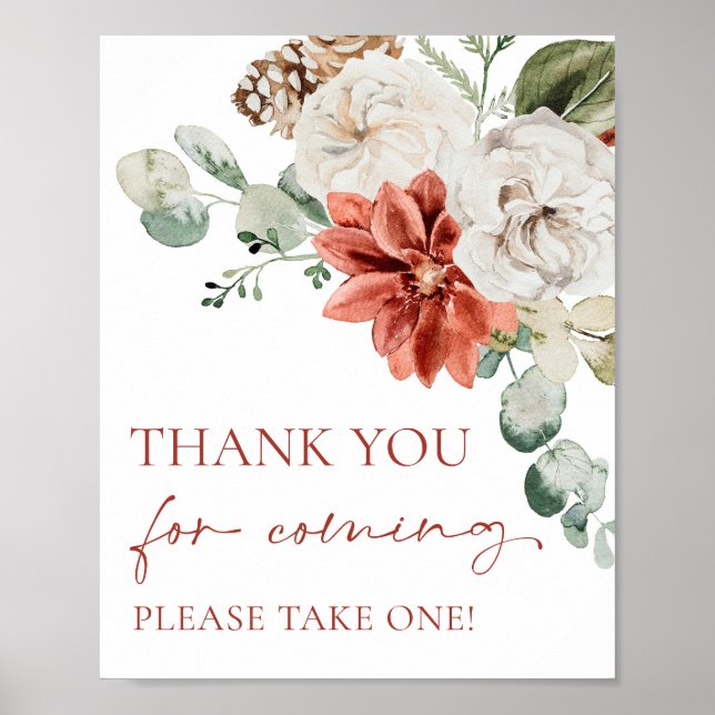 Póster Navidades Rojos De Invierno Gracias Por Venir Al R (Frente)