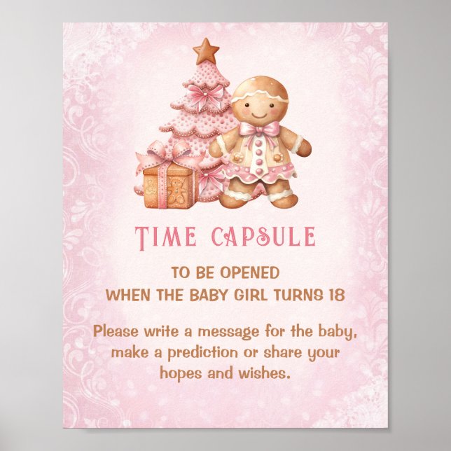 Póster Navidades Rosa Baby Shower Juego Tiempo de juego R (Frente)