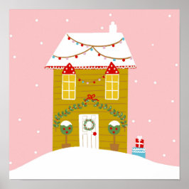 Póster Navidades rosados Fiesta niños vacaciones de cumpl