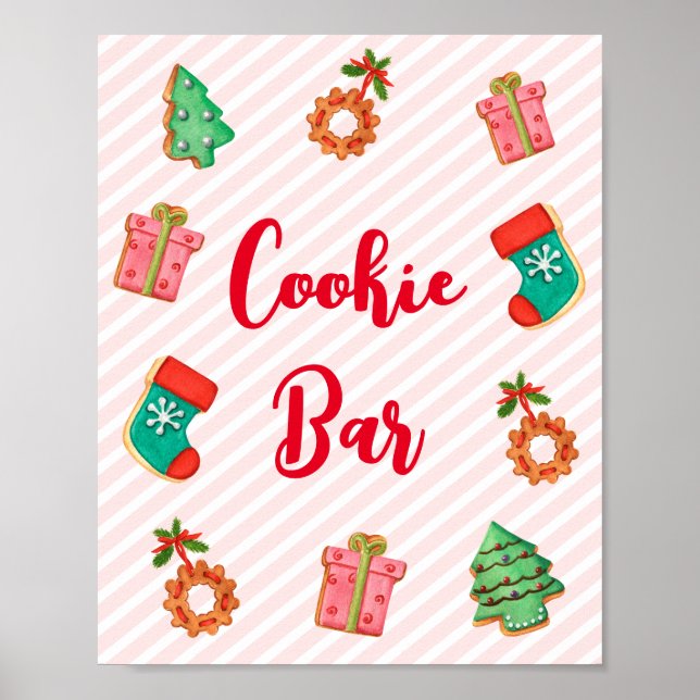 Póster Navidades rosados lindo Rótulo de bar de cocina (Frente)