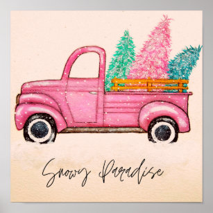 Póster Navidades rosados Poster de camiones