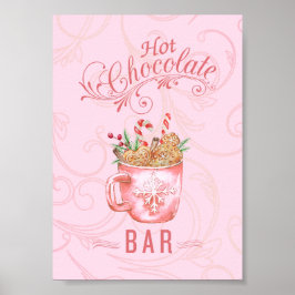 Póster Navidades rosados Rótulo de bar de chocolate calie