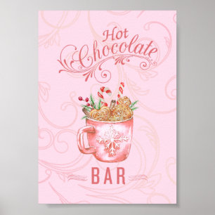 Póster Navidades rosados Rótulo de bar de chocolate calie