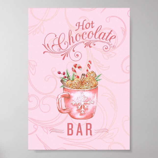 Póster Navidades rosados Rótulo de bar de chocolate calie (Frente)