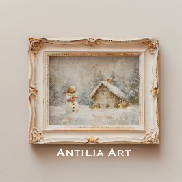 Póster Navidades rusos pintan escena de invierno con Snow
