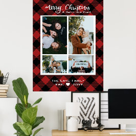 Póster Navidades rusos Red Black Buffalo Plaid Wood
