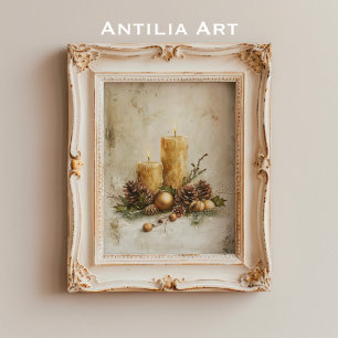 Póster Navidades rústicos siguen con su vida pintando vel