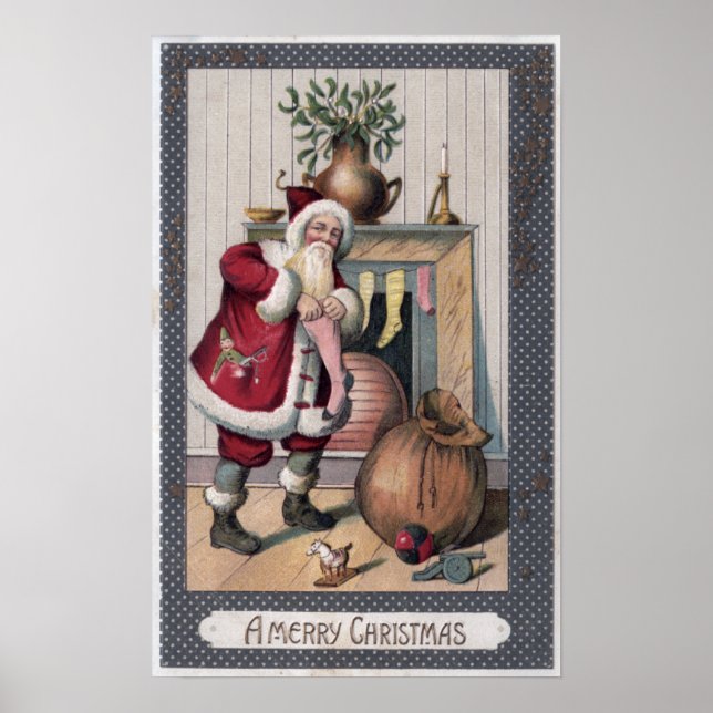 Póster Navidades saludan a Santa Stuffing Stockings (Frente)