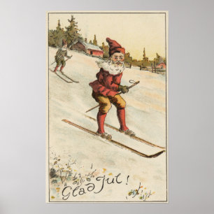 Póster Navidades SaludandoSanta Skiing