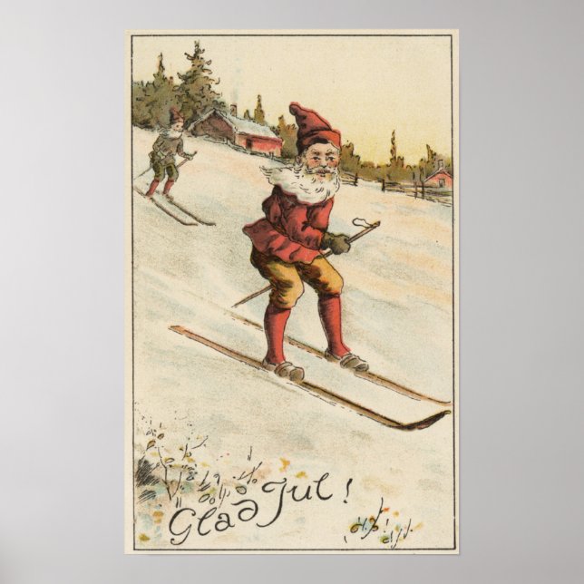 Póster Navidades SaludandoSanta Skiing (Frente)