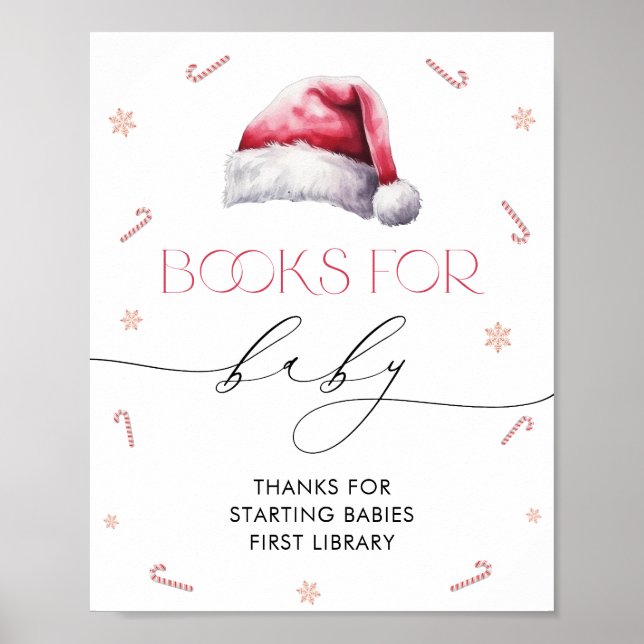 Póster Navidades Santa Baby Baby Shower Libros para el be (Frente)