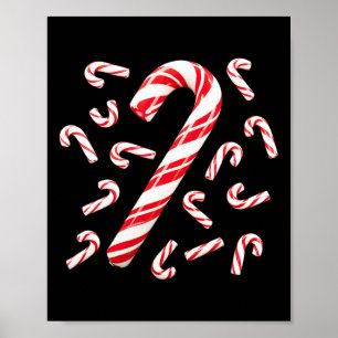 Póster Navidades Santa Caña De Candy Rojo Y Blanco