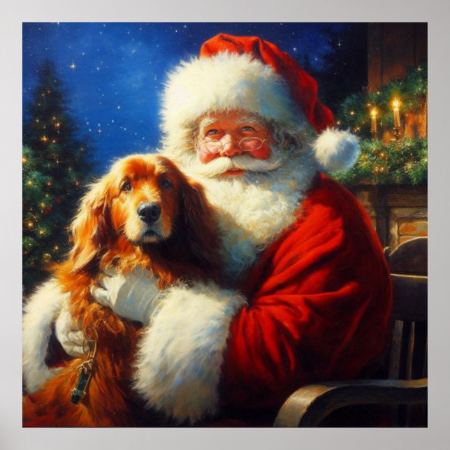 Póster Navidades Santa Claus con perros 4 (Frente)