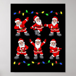 Póster Navidades Santa Claus Dancing Tree iluminan a niño
