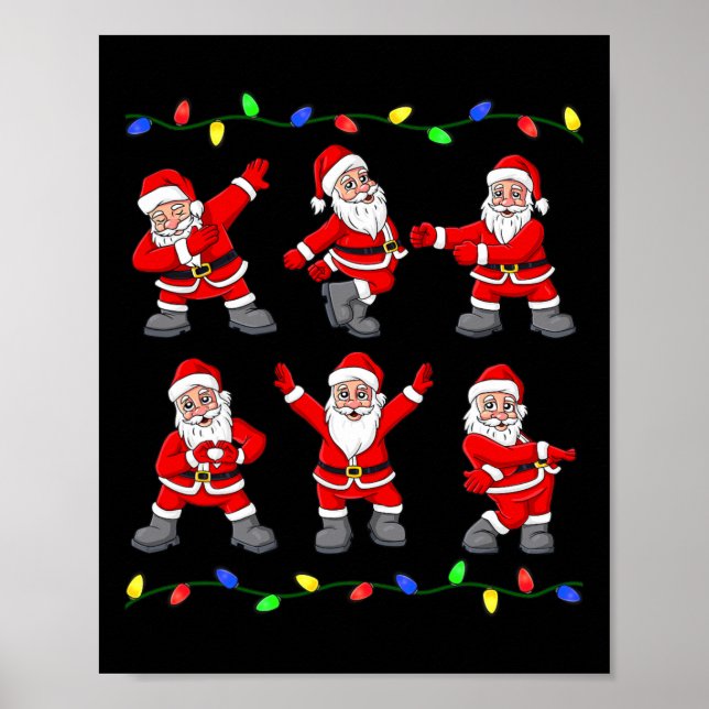 Póster Navidades Santa Claus Dancing Tree iluminan a niño (Frente)