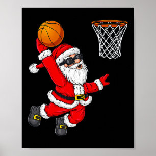 Póster Navidades Santa Claus Dunking A Bysketbyll Boys Ki