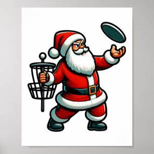 Póster Navidades Santa Claus Jugando al Disco Golf Pajama