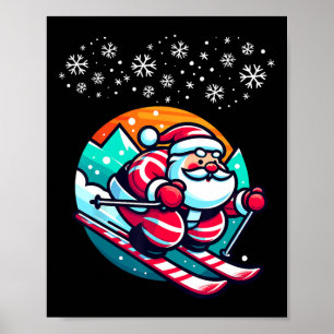 Póster Navidades Santa Claus Ski Hut Gracioso