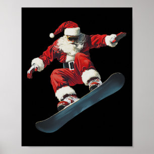 Póster Navidades Santa Claus Snowboard Snowboarding Snowb
