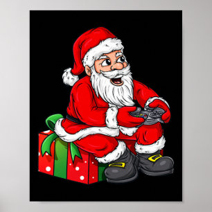 Póster Navidades Santa Claus Video Gamer Controller Boys