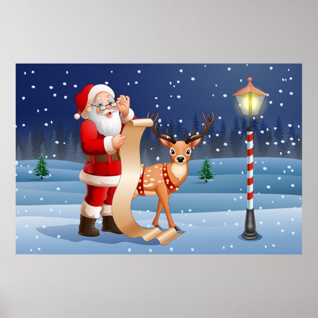 Póster Navidades Santa Claus Y Renos (Frente)