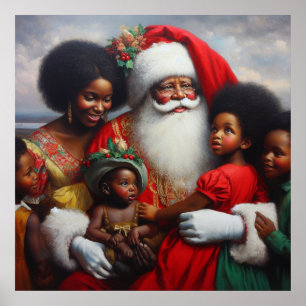 Póster Navidades Santa con niños 7