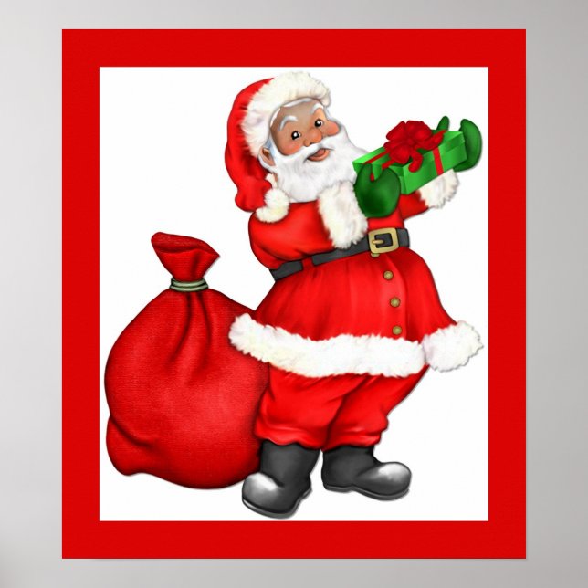 Póster Navidades Santa con regalo (Frente)