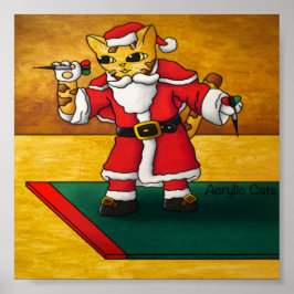 Póster Navidades Santa Darts Cat