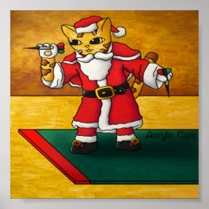 Póster Navidades Santa Darts Cat