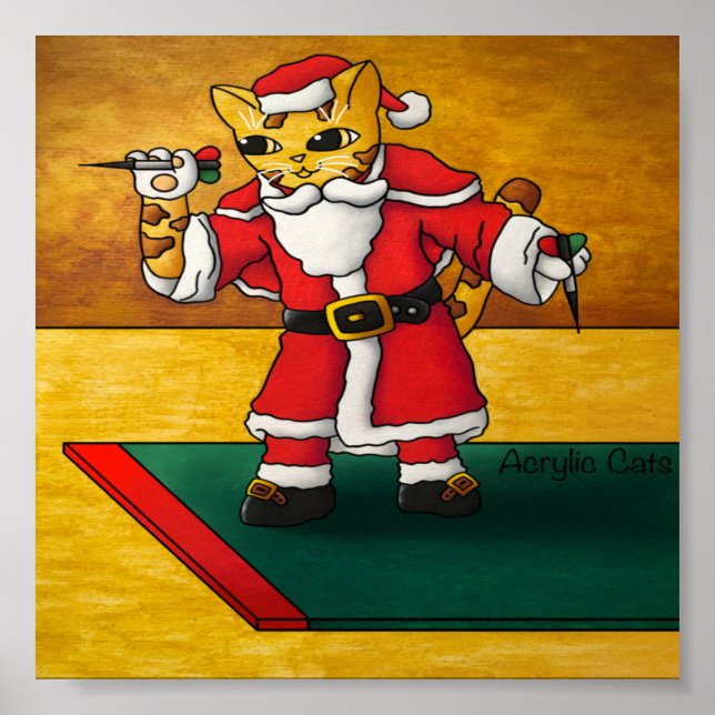 Póster Navidades Santa Darts Cat (Frente)