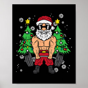 Póster Navidades Santa Deadlift Xmas Weightlifm Hombres W