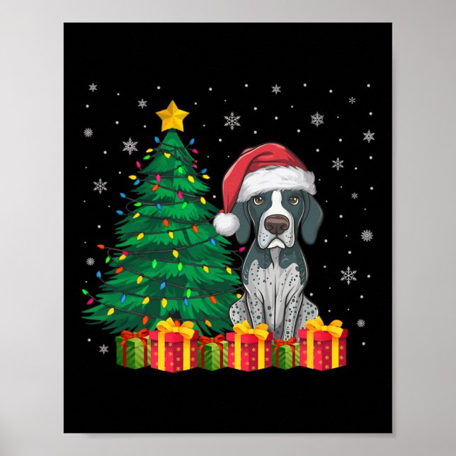 Póster Navidades Santa Hat con punteros ingleses feos (Frente)
