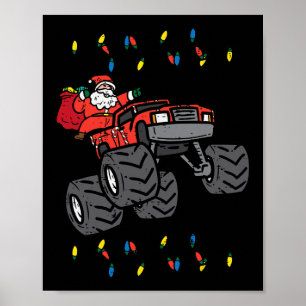Póster Navidades Santa Monster Truck Xmas Niños Toddl