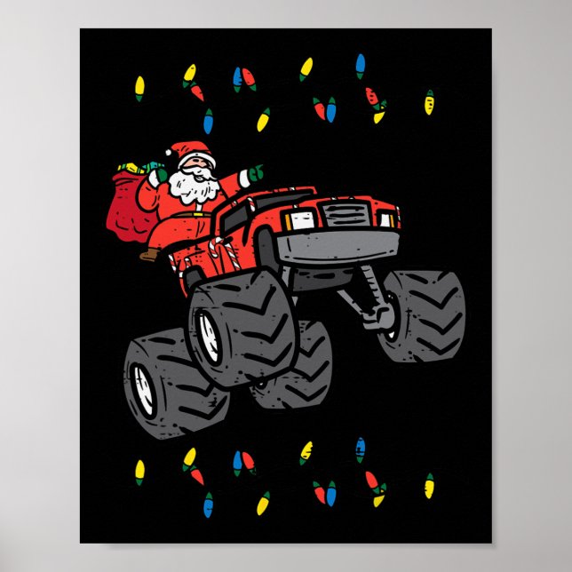 Póster Navidades Santa Monster Truck Xmas Niños Toddl (Frente)