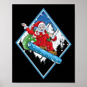 Póster Navidades Santa Snowboard