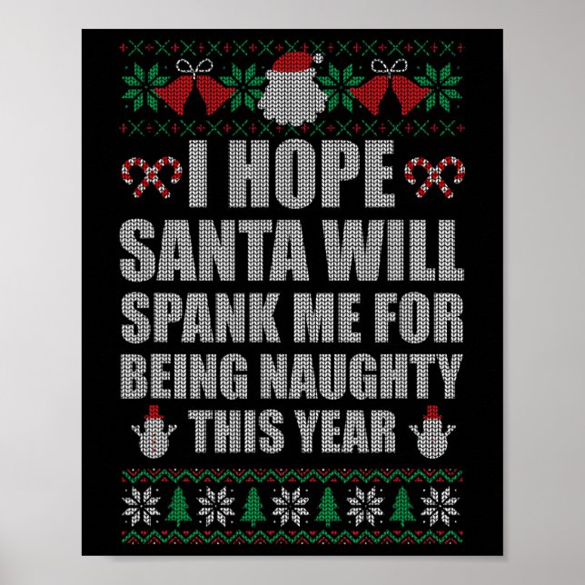 Póster Navidades Santa Spank Naughty Navidades feos sudan (Frente)