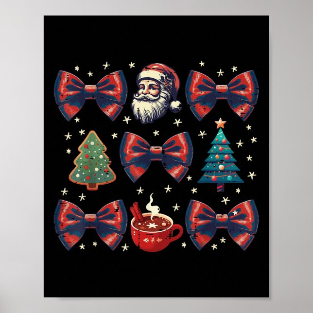 Póster Navidades Santa Trees Coquette Bow Xmas Niños (Frente)