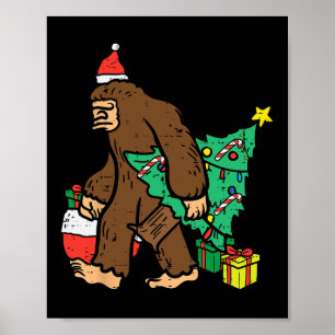 Póster Navidades Sasquatch Bigfoot Xmas Niños Hombres Muj