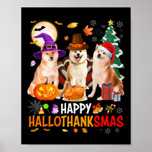 Póster Navidades Shiba Inu Santa Halloween Happy Hallotha