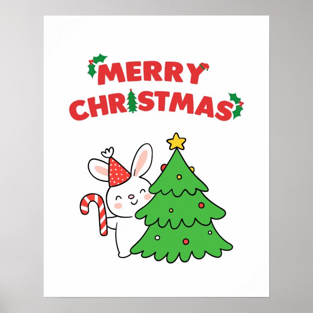 Póster Navidades simples de Personalizados de animales (Frente)