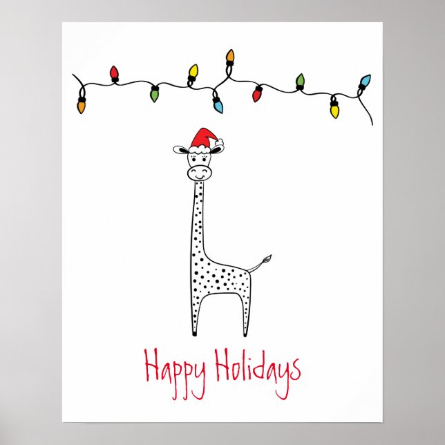 Póster Navidades singulares Giraffe (Frente)