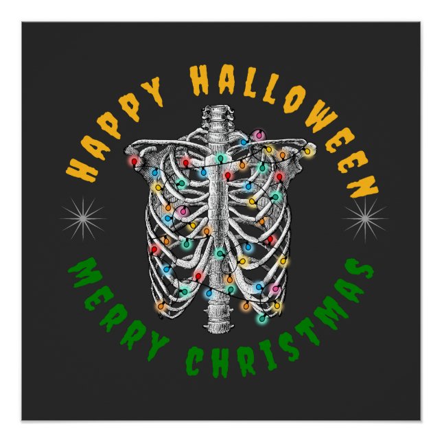 Póster Navidades Skeleton | Divertida camiseta de Gnome | (Anverso)