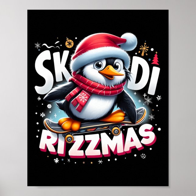 Póster Navidades Skibidi Rizzmas Navidad Guay Penguin Hol (Frente)