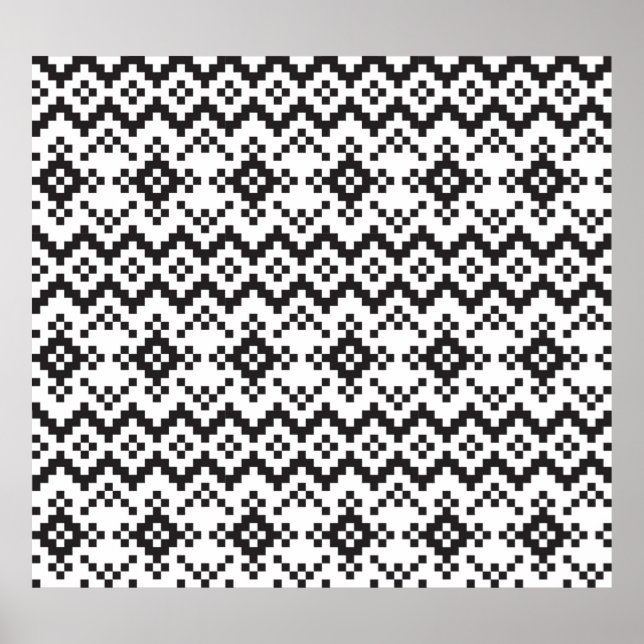 Póster Navidades Snowflakes Fair Isle Seamless Patternart (Frente)