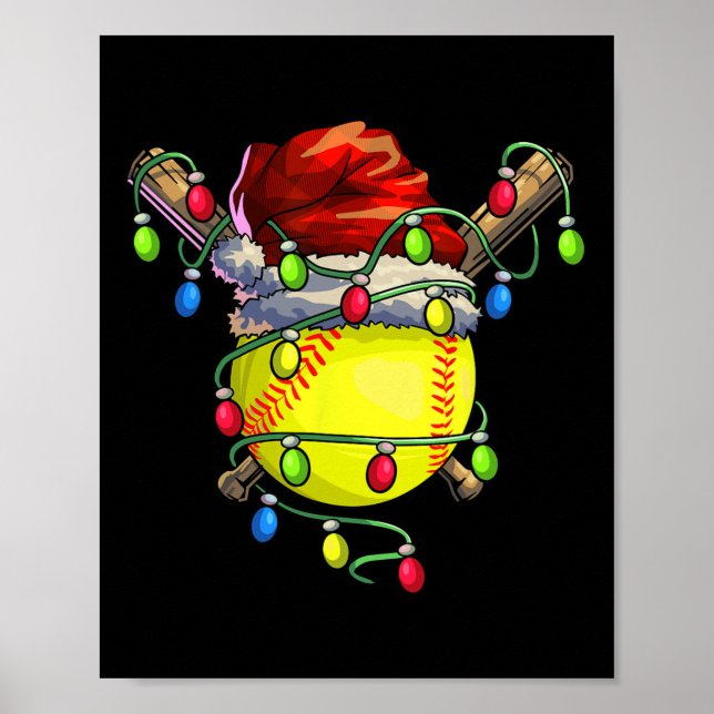 Póster Navidades Softball Xmas Navidades Luces Softball (Frente)